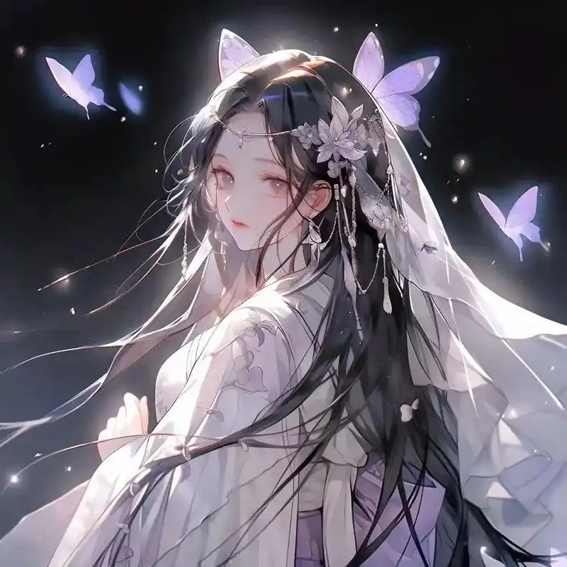 紫色梦幻蝴蝶.#优质头像 #动漫少女 #治愈画风 #二次元 - 抖音