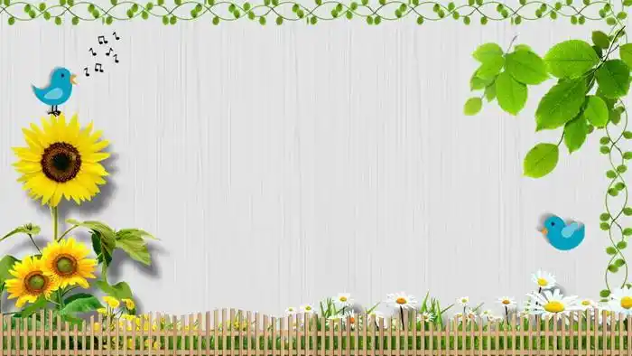 黑板向日葵藤蔓植物ppt背景图片