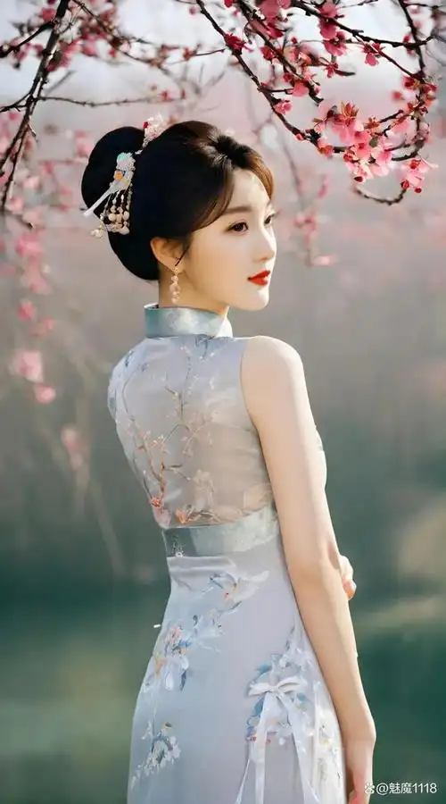 ai少女|桃花林中古风绝色美女 古典韵味 倾国倾城