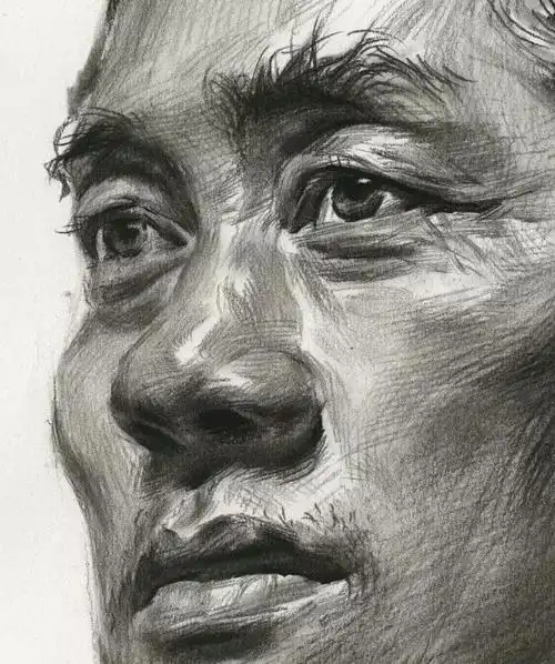 素描教学|教你画方脸的四分之三侧面男中年