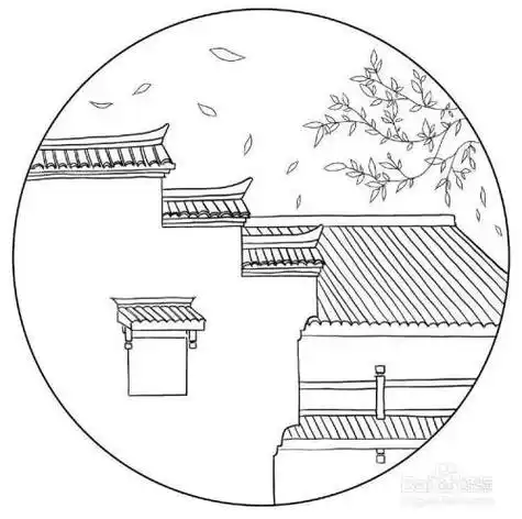 徽派建筑风景画怎么画