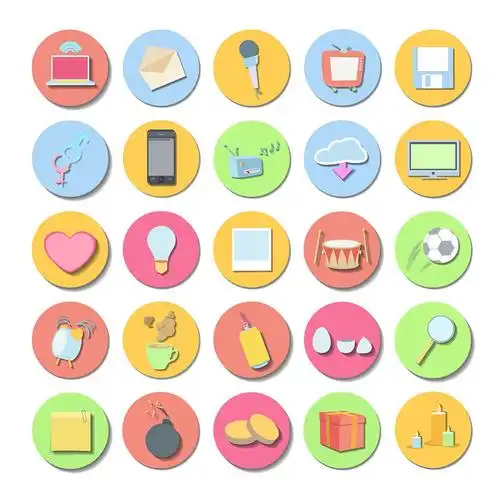 各种元素彩色圆形图标
