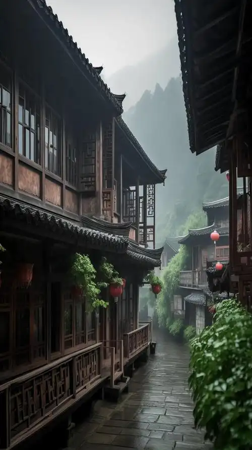 "烟雨入江南,山水如墨染"