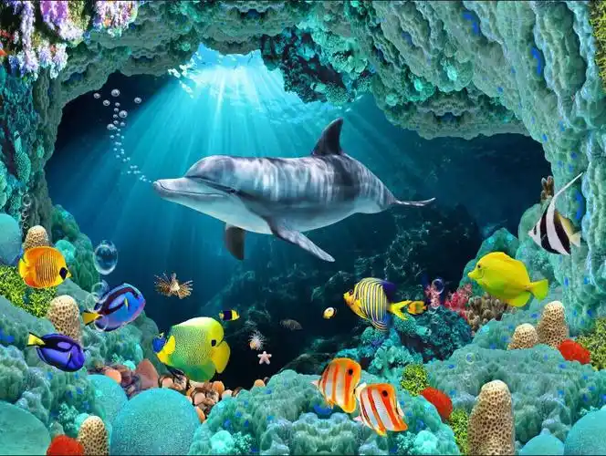 客厅3d立体艺术精雕瓷砖背景墙 厨房卫生间海底世界地板砖厂.