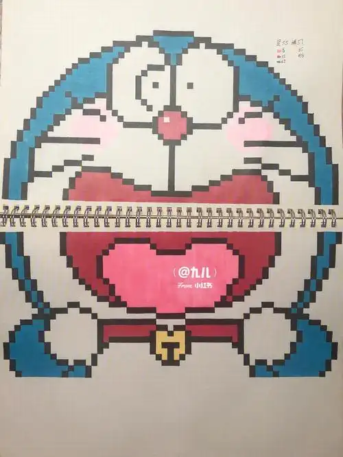 像素画网格画哆啦a梦6