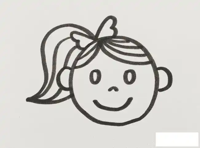 女孩脸的简笔画步骤