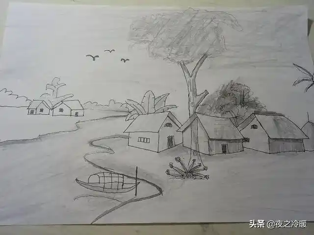 铅笔描绘出的风景画,就是一幅有意境的美好天地!