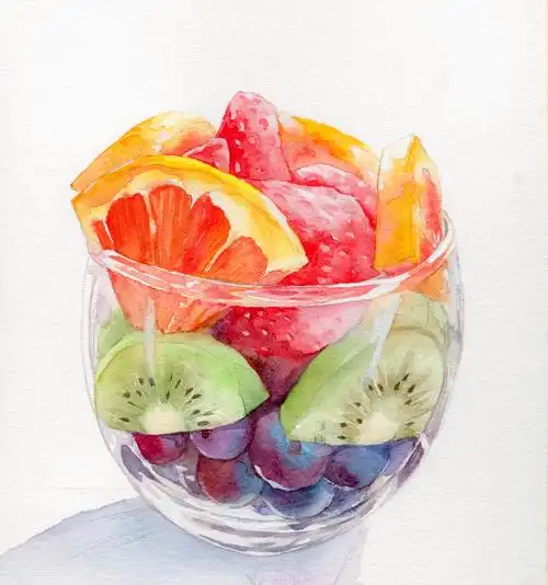 水彩水果杯绘画步骤分享