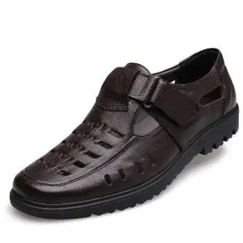 夏季男士凉鞋男款中老年皮凉鞋男夏天男式男土中年爸爸防滑鞋 棕色 47