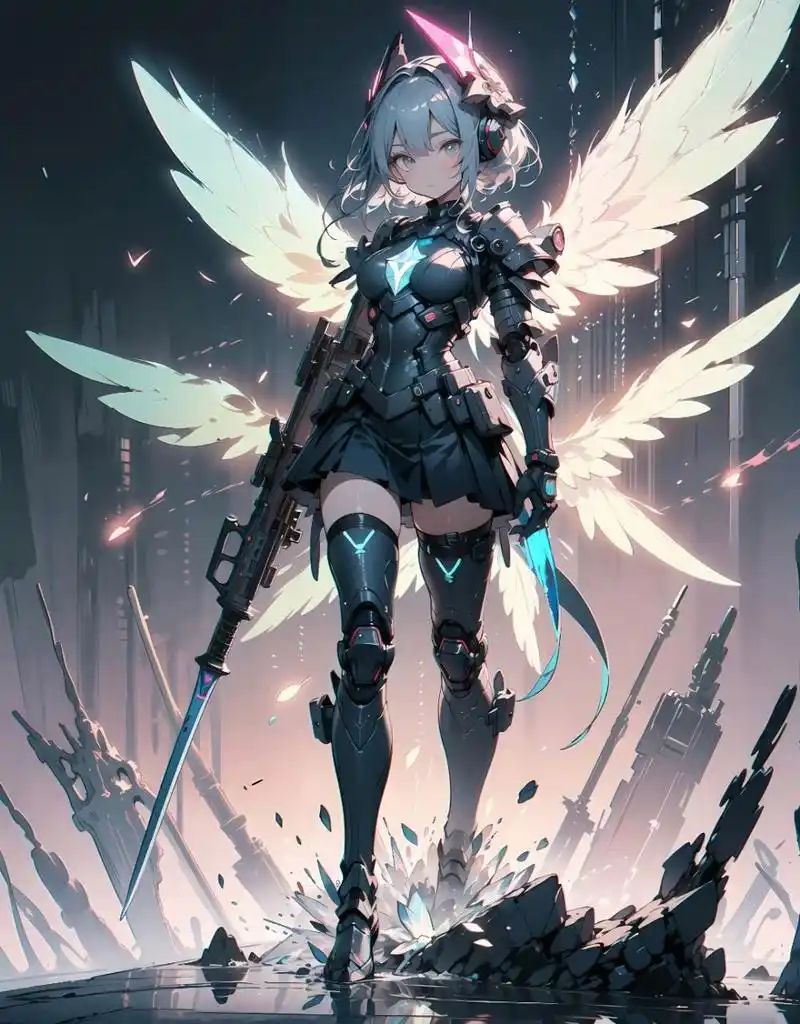 ai绘画# 科技感十足的美少女战士