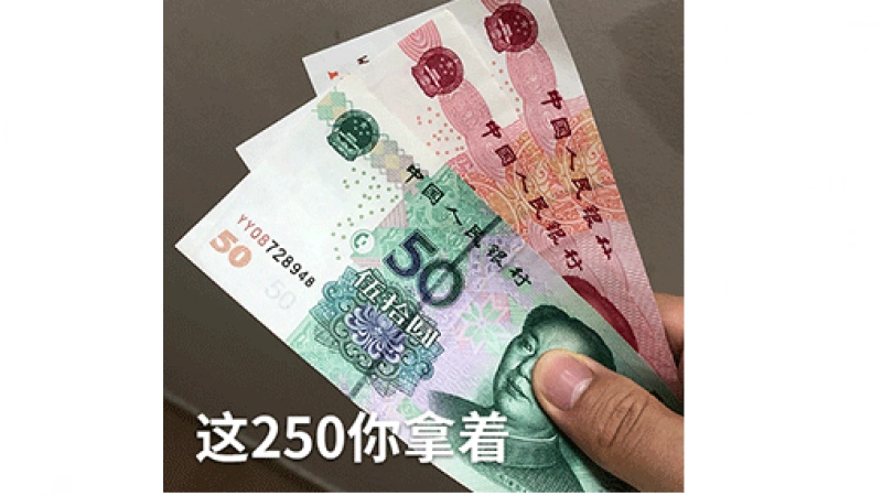搞笑表情这200块钱你先拿着人民币表情包