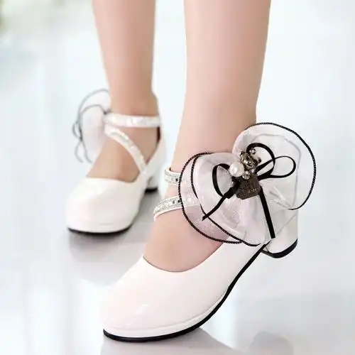 公主高跟演出白色8女童皮鞋儿童礼服小女孩12岁皮鞋