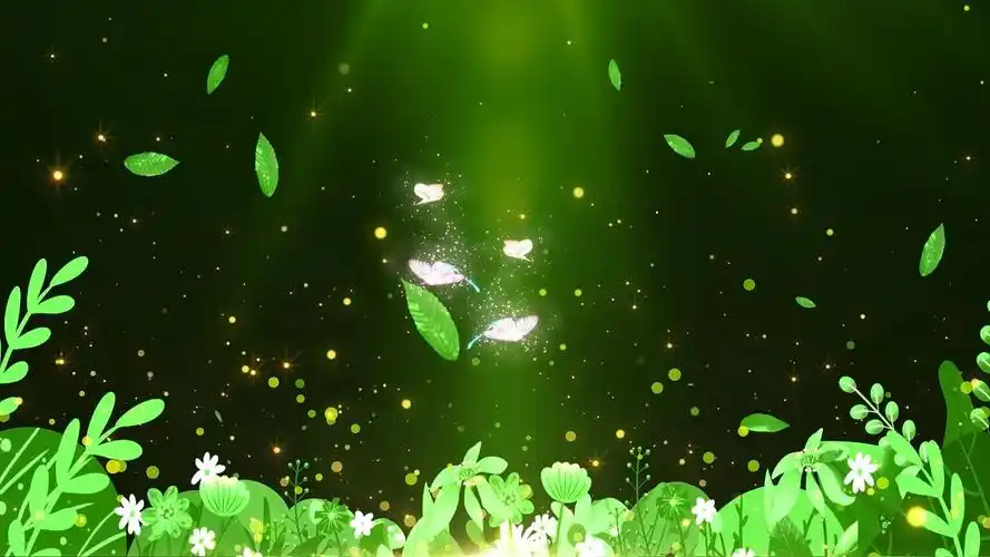 梦幻浪漫全息投影绿色自然背景视频绿色背景