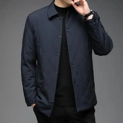 2024翻领男士商务休闲棉衣中老男爸爸装冬季轻薄夹克棉服简约外套