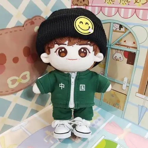 公仔宝宝20cm毛绒玩具玩偶现货出生证礼物定制款 千玺 熊猫套装 白鞋