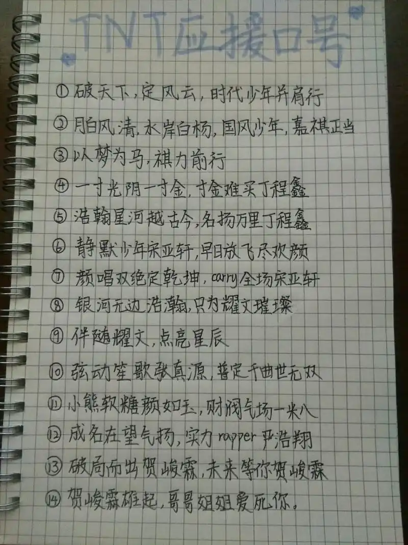 tnt应援口号Ⅱ手写 禁盗图74禁二转74 .鞠宝.李斯丹妮.