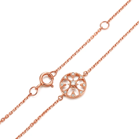 周大福小心意系列玫瑰金18k金彩金钻石手链