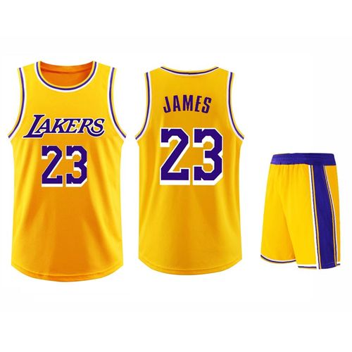 嫒嘻悠 湖人队篮球服套装23号球衣定制男大学背心队服 比赛球衣 23号