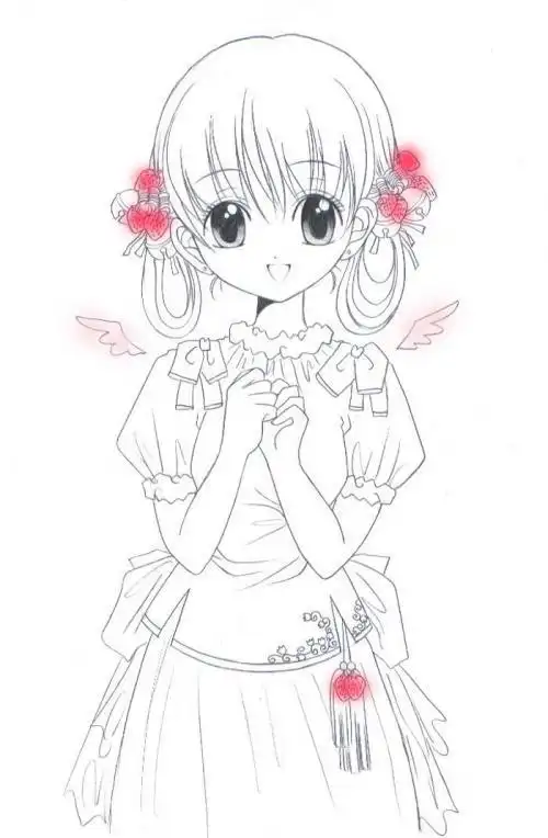 画素描动漫女孩的简笔画