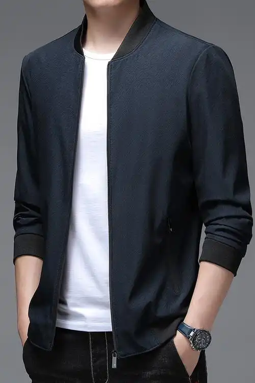 爸爸春装外套薄款中年男士春秋款休闲夹克中老年人男装新款上衣服