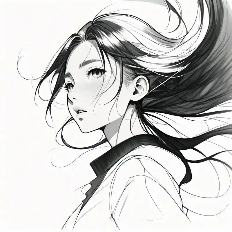 二次元女生黑白素描头像96 探索二次元的世界,黑白素描风格的女生