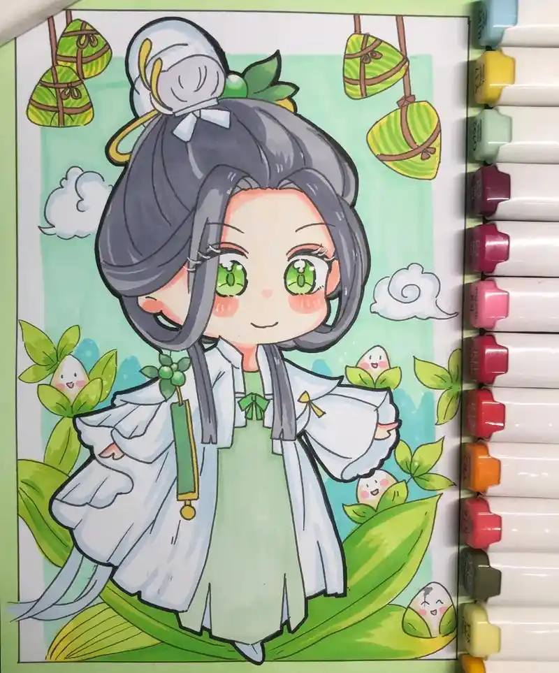 18|100副 q版动漫古风节日动漫|端午|端午少女#爱画画 - 抖音