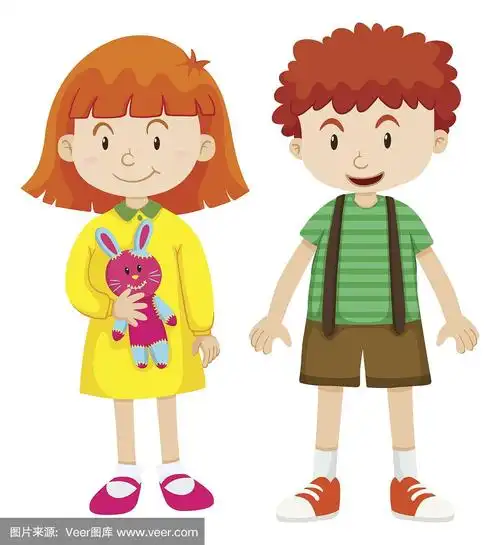男孩和女孩的笑脸