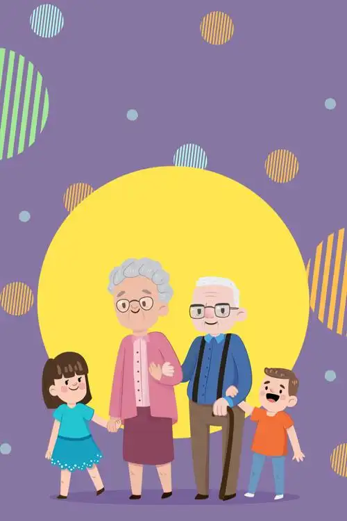 卡通简约爱耳日老人背景图