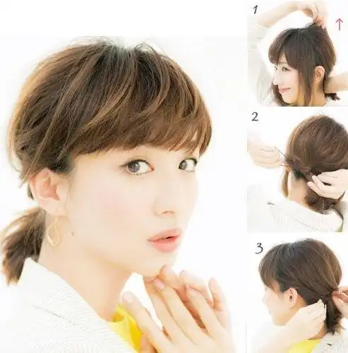 齐肩短发怎么扎好看五:1,将头发整理整齐后自然披散下来,如图步骤1用