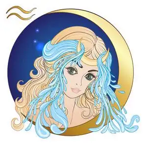 化妆水瓶水瓶座.年轻漂亮的女孩,在形式的标志之一照片