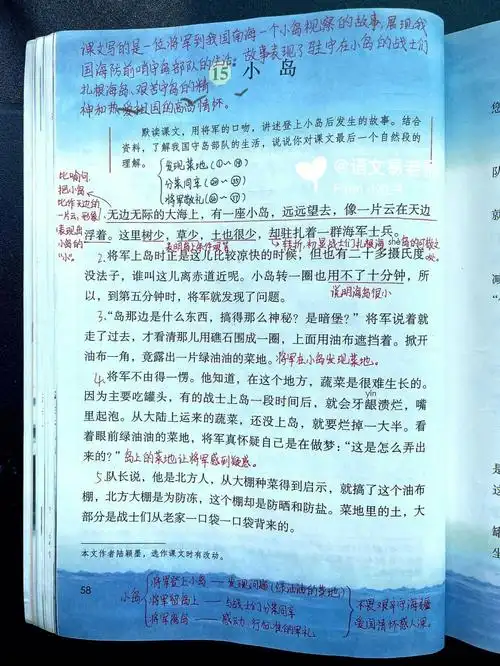 五上五年级上册第15课小岛课文笔记