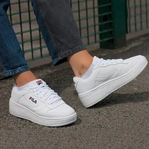 斐乐fila女士厚底板鞋时尚增高运动休闲鞋小白鞋100white白色美码55