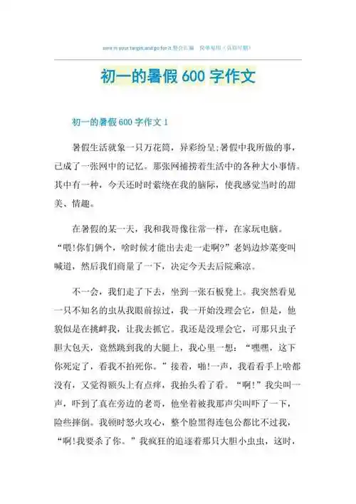 初一的暑假600字作文doc