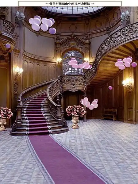 新款婚纱主题摄影背景布影楼拍照背景纸韩式背景室内楼梯宫廷背景