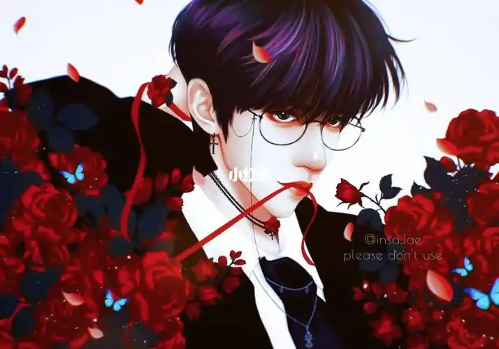 手绘贺峻霖野玫瑰