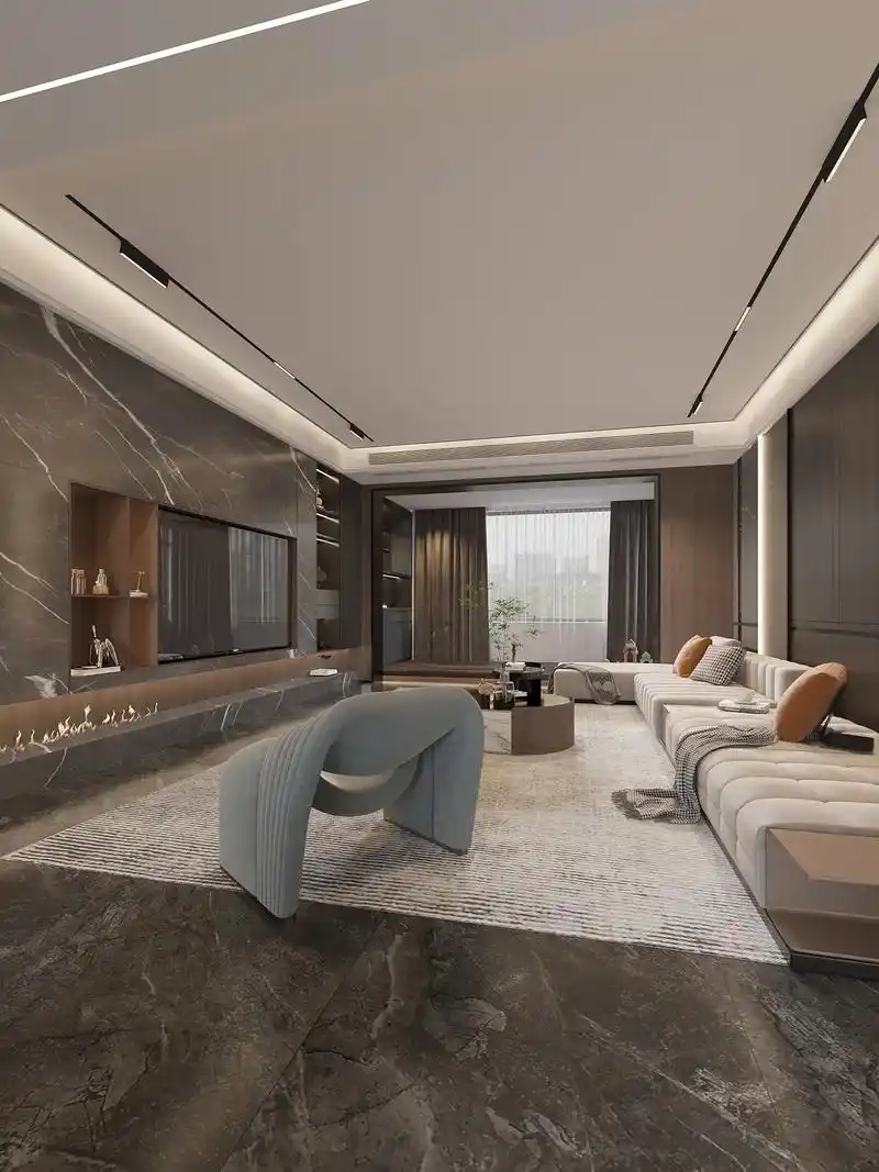 140平方现代轻奢客厅.无主灯搭配现代轻奢的客厅 处处都是充 - 抖音