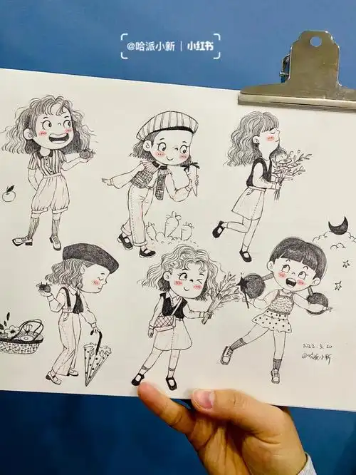 213300人物动态速写铅笔手绘画可爱q版