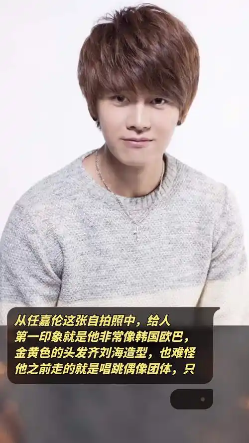 从任嘉伦这张自拍照中,给人第一印象就是他非常像韩国欧巴,金黄色的