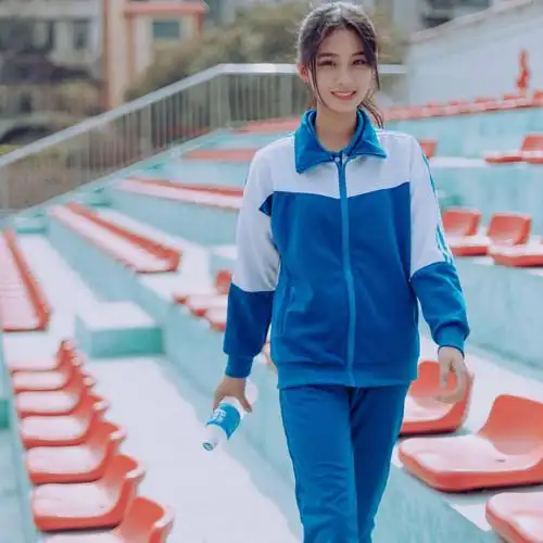 校服中学生套装学院男女大学生班服蓝白运动会服装学生校服