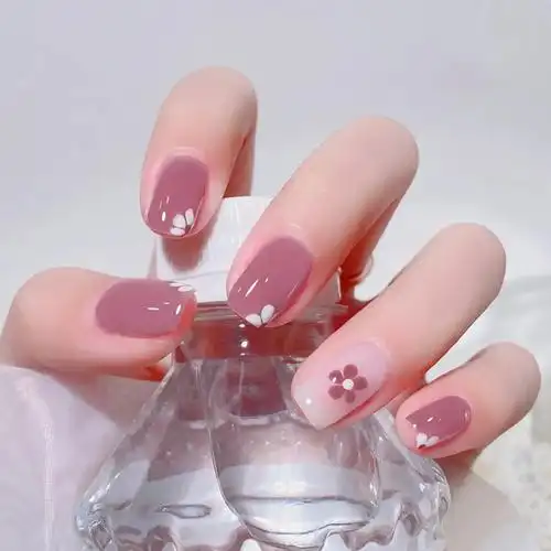 石榴红穿戴式假指甲贴片2020新款冰透指甲短款可拆卸美甲片成品