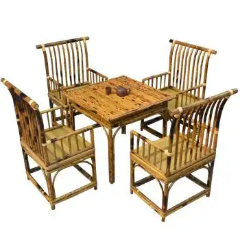 竹茶桌竹制桌椅五件套户外竹子家具阳台复古桌凳庭院休闲桌椅组合