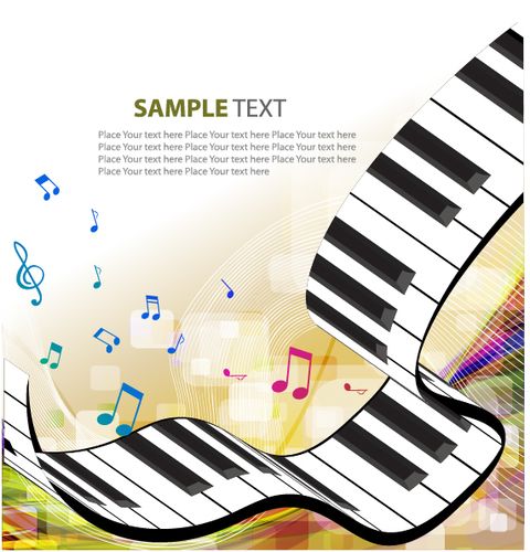 537海报展板素材44炫彩动感线条 钢琴音符音乐背景 个性定制