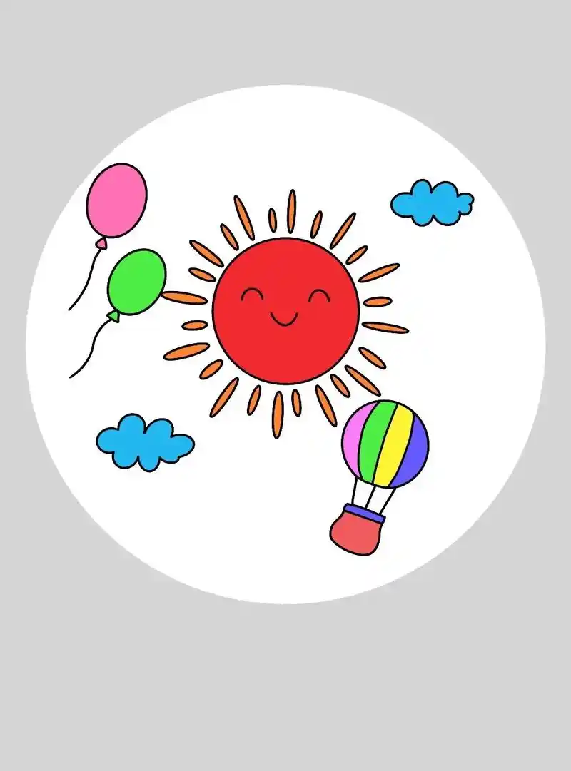 简单好画的太阳气球简笔画来啦!天气晴朗,适合出游!一起画太阳 - 抖音