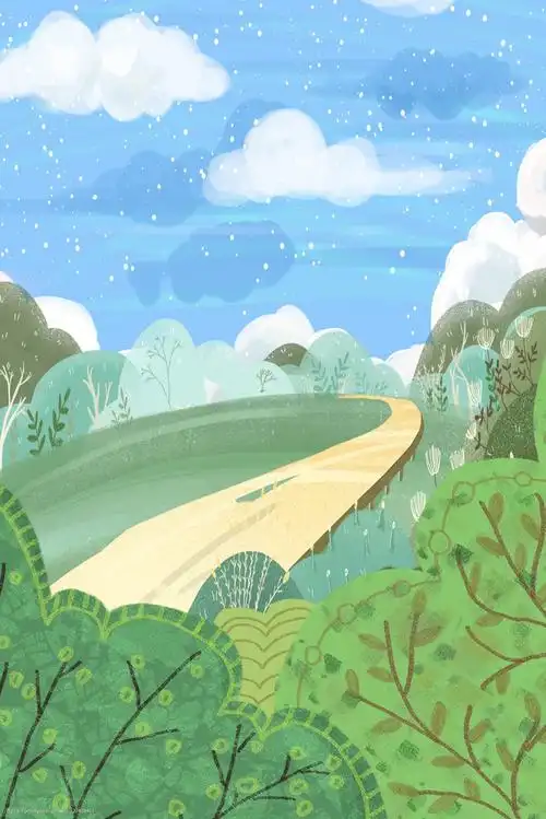 卡通手绘春日惊蛰节气风景图片-图行天下图库