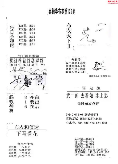 3d16126期真精华布衣天下123456