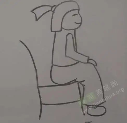 女生篇教程简笔画知识艺术儿童画简笔画素材-人物正面坐姿儿童画简笔