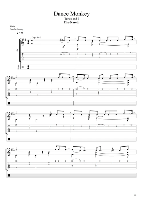 eironareth版tonesandidancemonkey指弹吉他谱