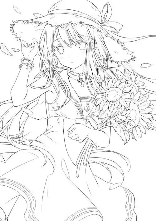 二次元少女手绘线稿 勤能补拙,熟而能生巧,喜欢手绘的朋友快来吧