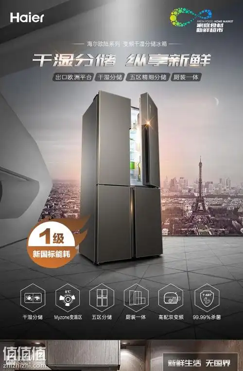 海尔(haier) bcd-470wdpg 十字对开双变频电冰箱 470l 干湿分储 1级能