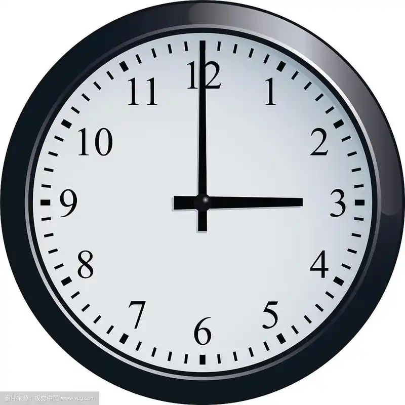 挂钟设置在3点钟